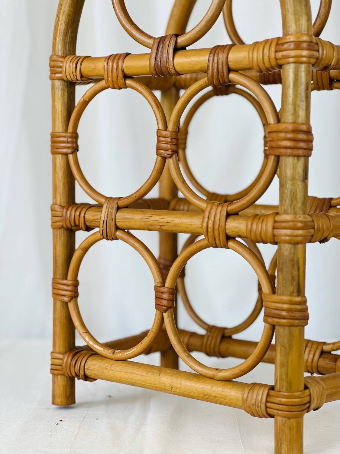 Vintage rattan bottle holder