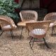 Ensemble de jardin en rotin vintage 1960