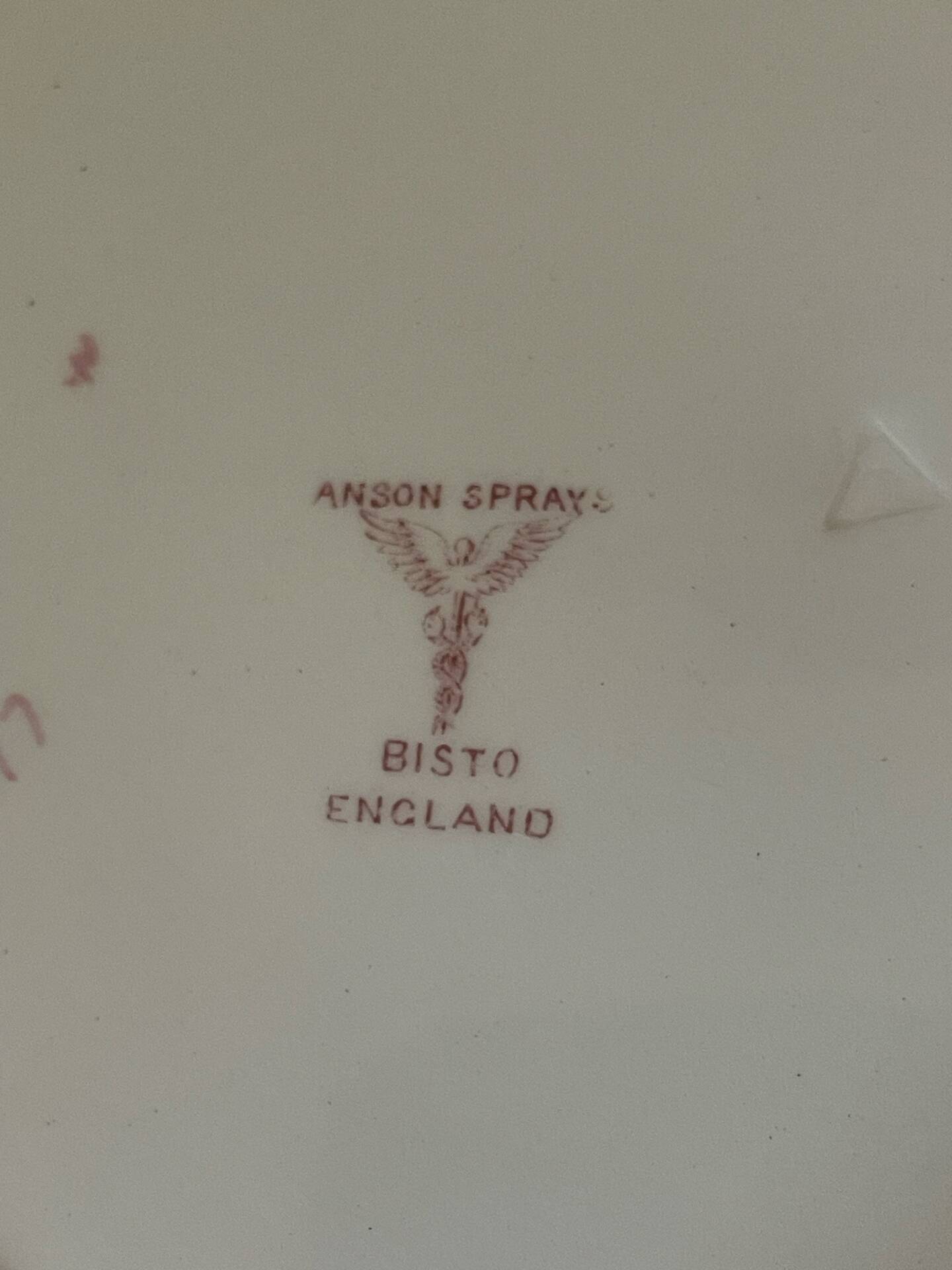 Set of five old flat plates Bisto England Model Anson Sp