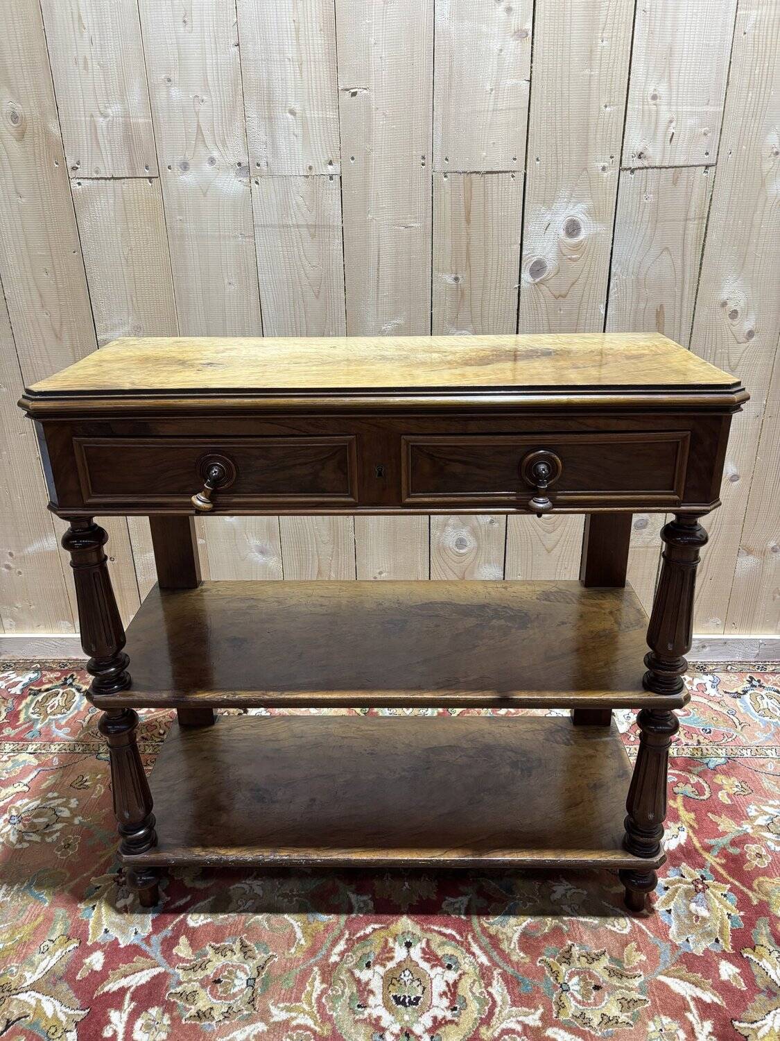 Console d’époque Napoléon III en noyer et placage