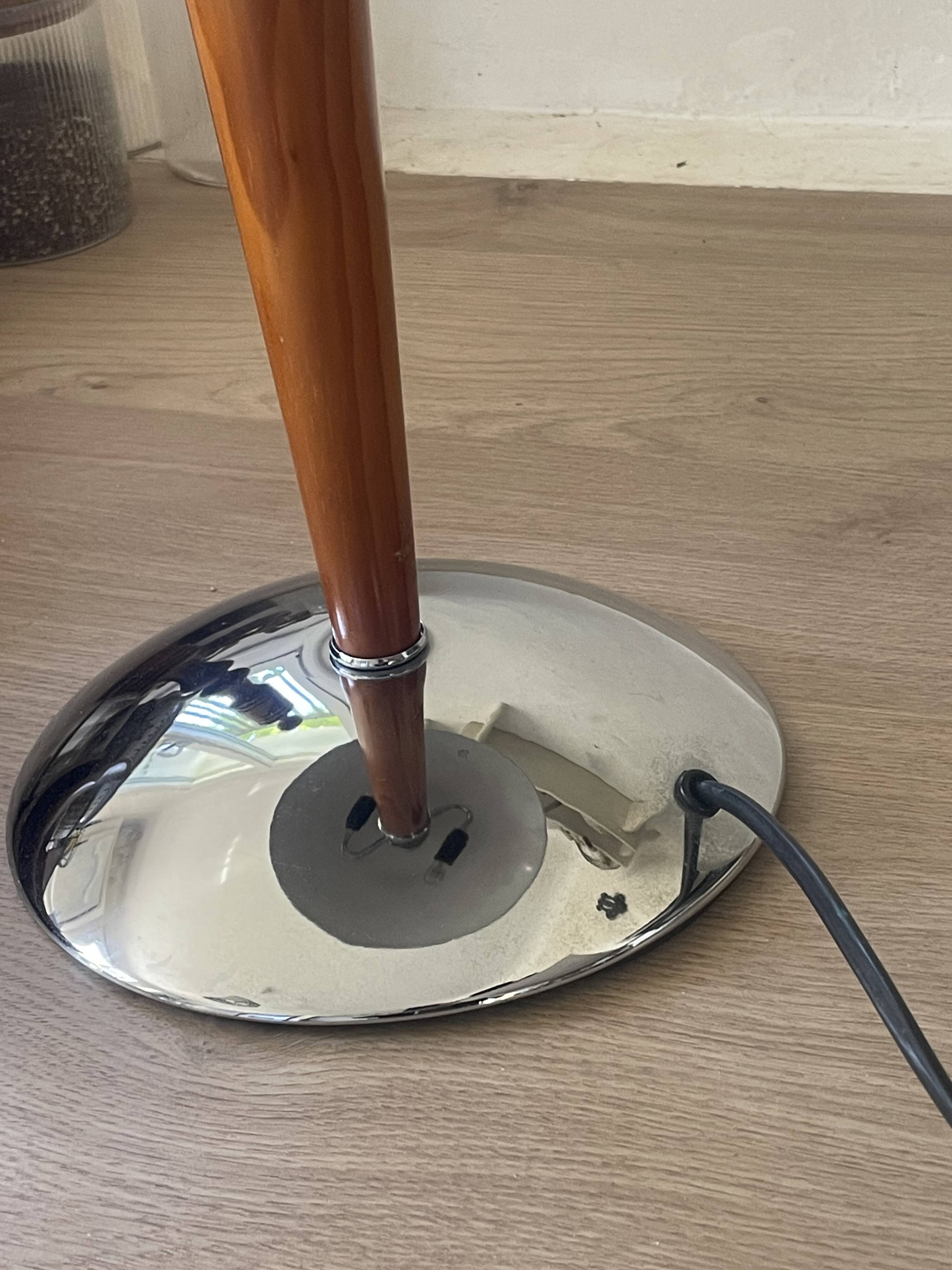 Vintage ship lamp in wood and chrome metal