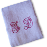 Tablecloth old Monogram embroidered JD cotton / linen thick