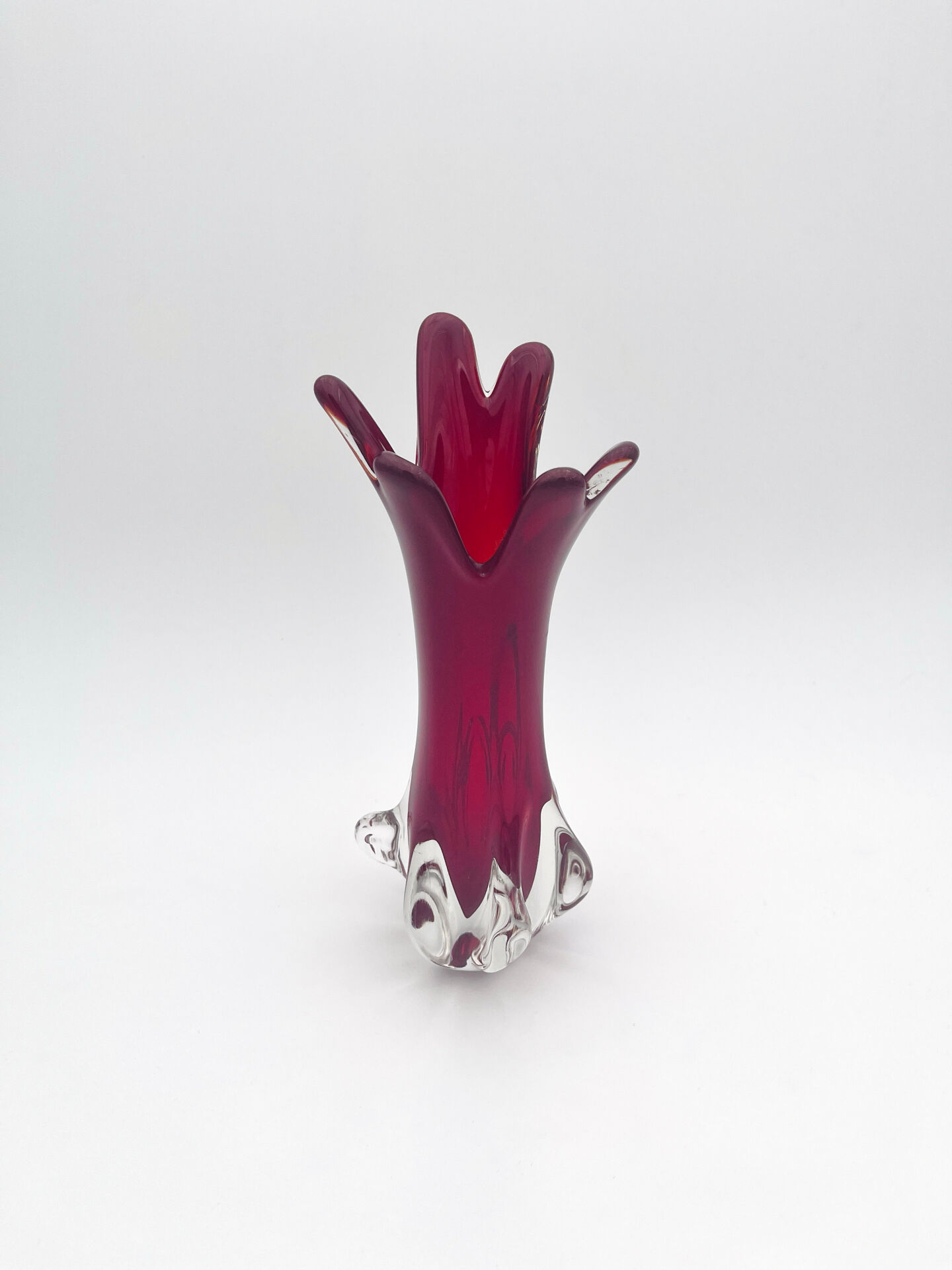 Vase Fratelli Toso Chambord Sommerso Rubis 25cm 954g Murano