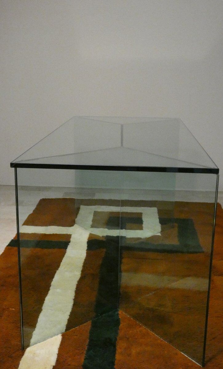 Bacco desk in transparent glass attributed to Tonelli, Italy, 1980s.