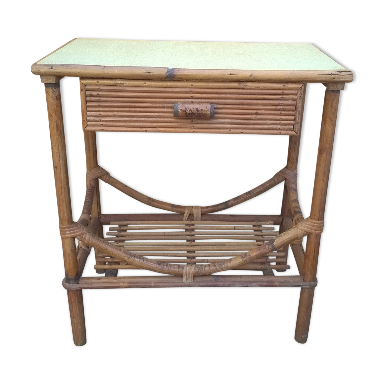 Bedside in rattan and bamboo