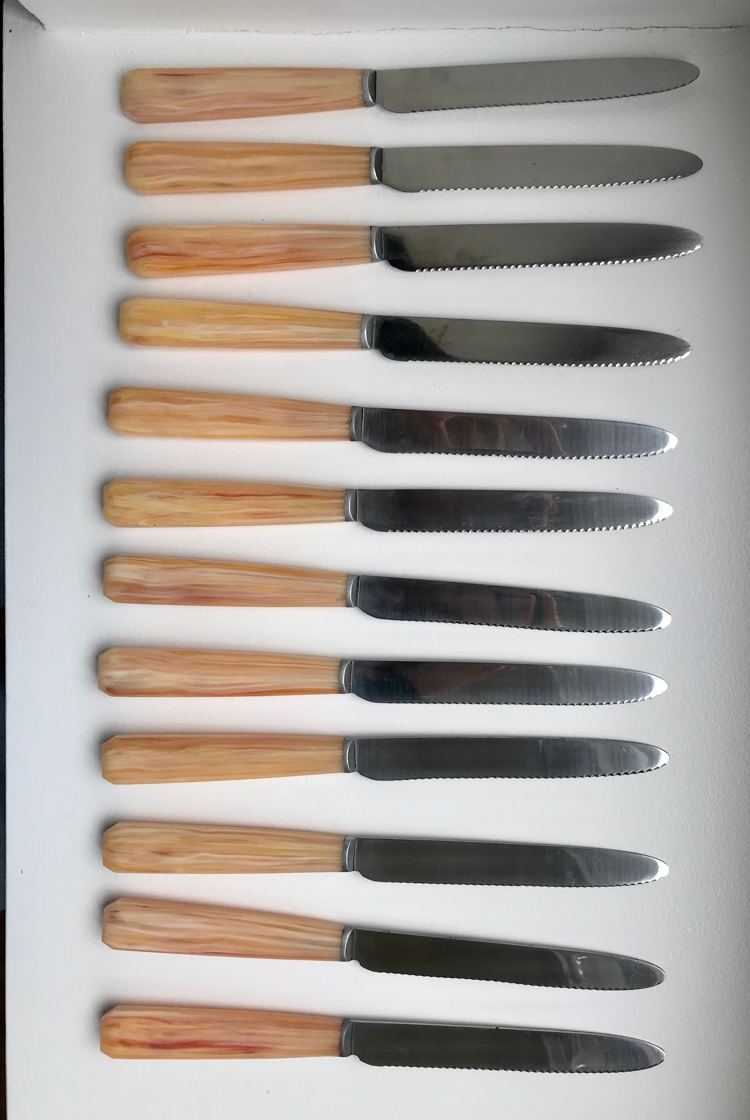 Set of 12 horn knives 50s-60s
