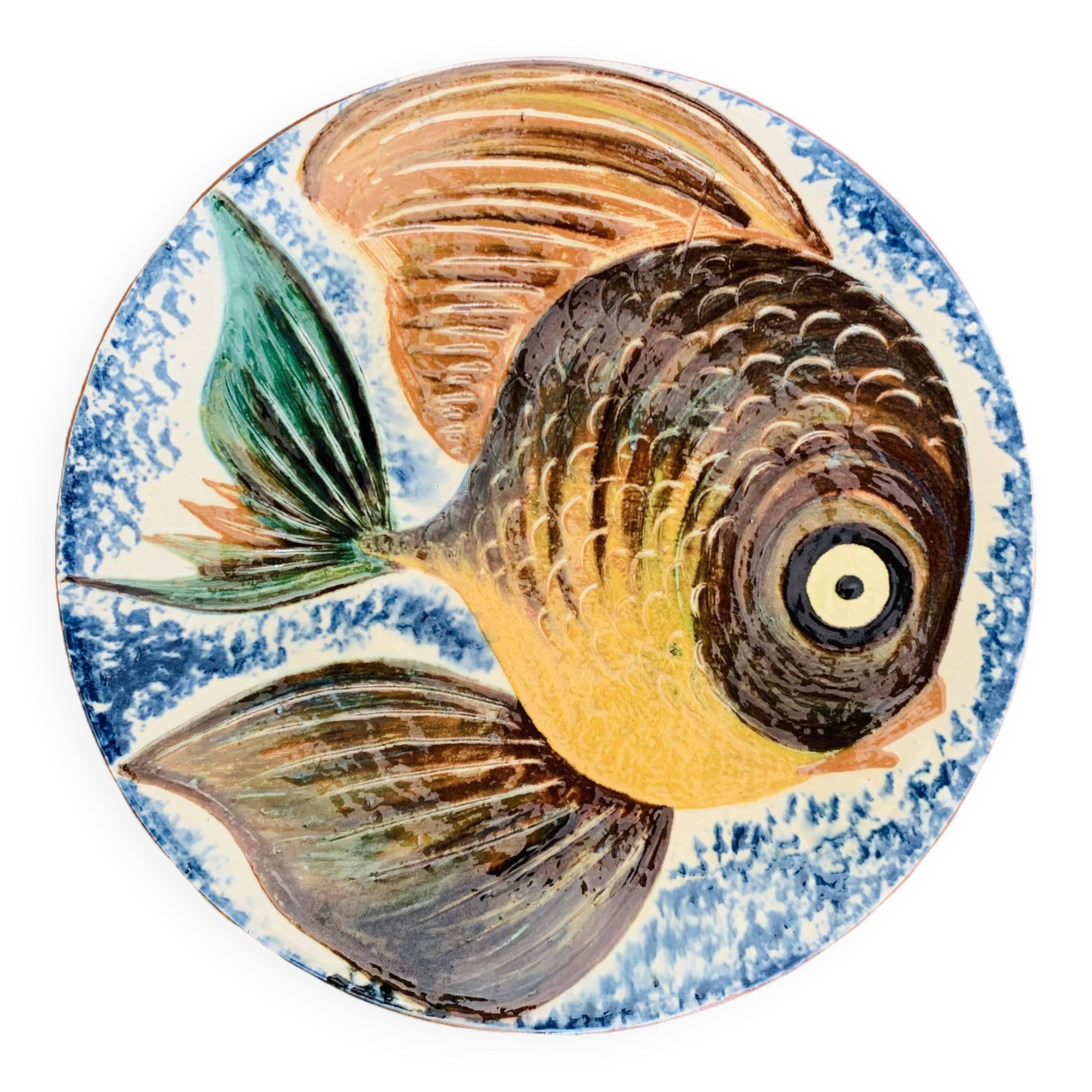 Large dish with fish decoration Puigdemont Spain