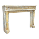 Cheminée de style Louis XVI en marbre jaune de Sienne et bronzes
