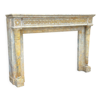 Louis XVI style fireplace in yellow Siena marble and bronzes