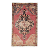 Tapis persan oriental vintage rouge et noir