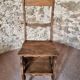 Chaise échelle de bibliothèque en chêne français antique – Tabouret escamotable