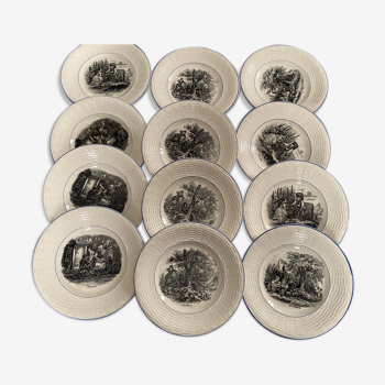 12 talking plates by Digoin