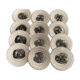 12 talking plates by Digoin