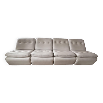 Vintage modular sofa, off-white, France 1970s