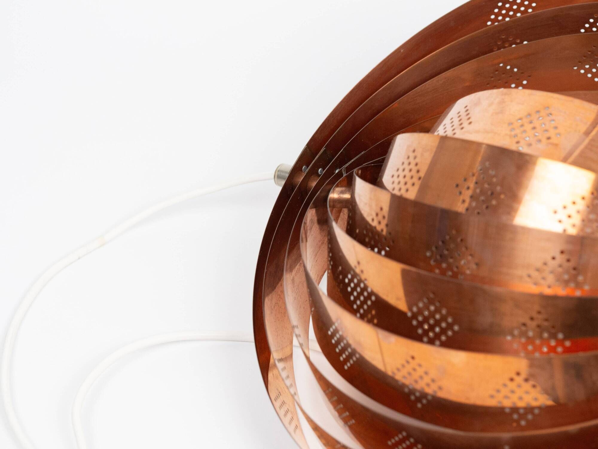 Vintage Moon Pendant Lamp by Werner Schou, Copper Scandinavian Design, Mid