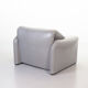 Cassina Lounge Chair 'Maralunga' by Vico Magistretti in Grey Leather 1970s