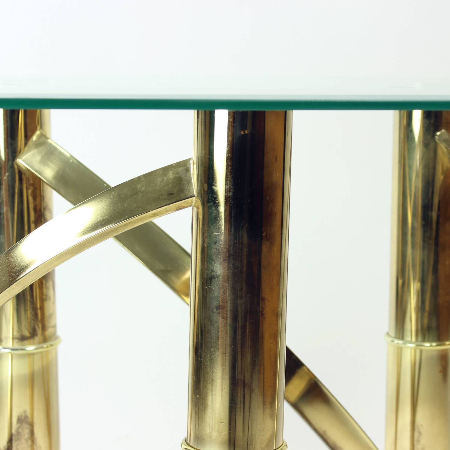 Swirl Coffee Table In Brass & Glass, Italy 1970s