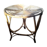Table tripode vintage en rotin