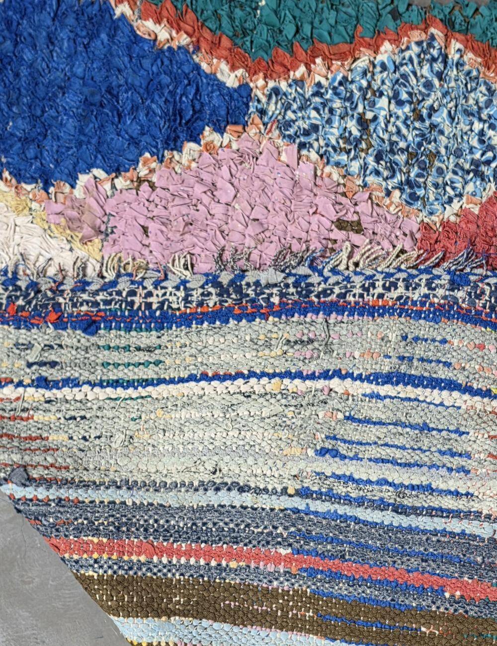 Colorful Boucherouite Rag Rug - 259 x 106 cm