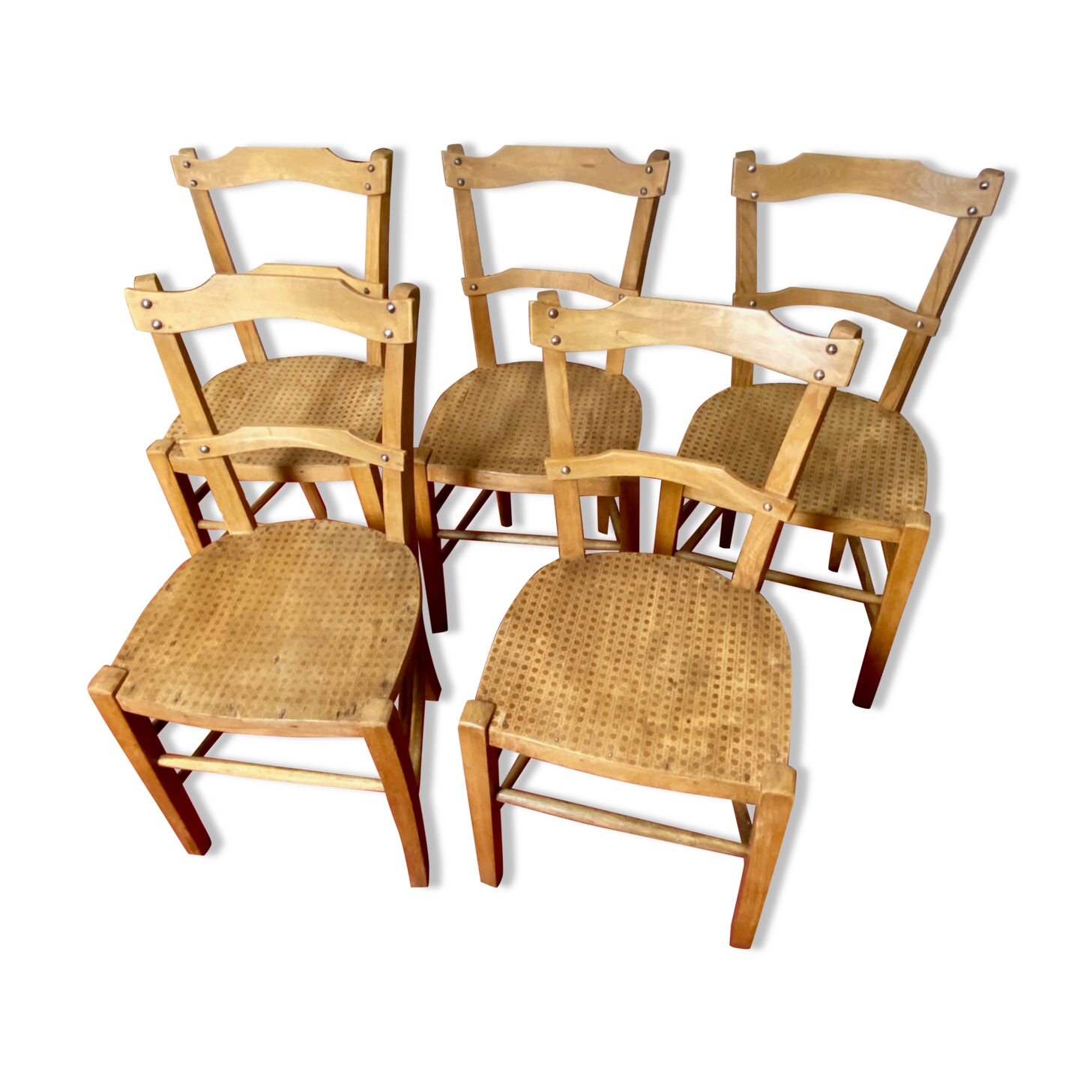 Ensemble de 5 chaises bistrot-années 40