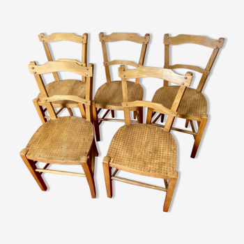 Ensemble de 5 chaises bistrot-années 40