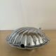 Vintage shell butter dish in silver metal and glass