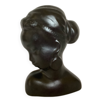 Ancien buste de femme africaine à poser ou à accrocher