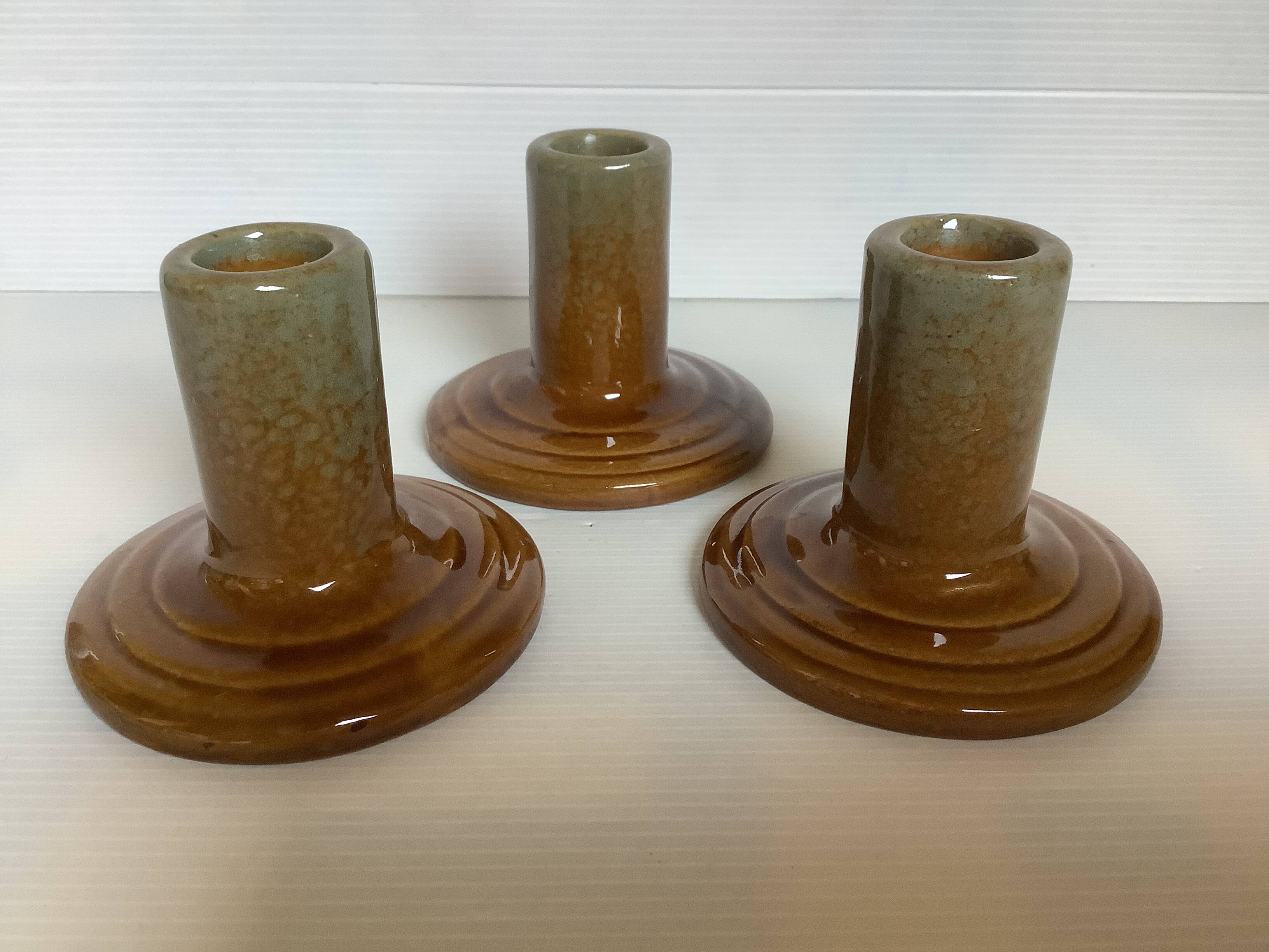 Trio of ceramic candle holders