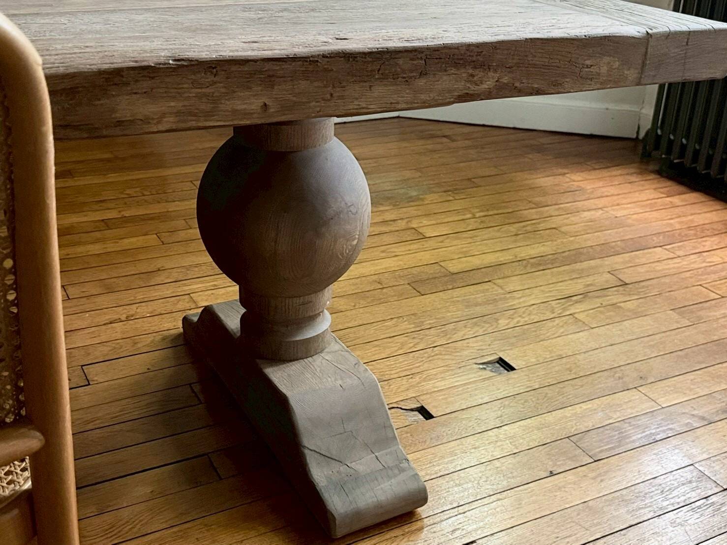 Monastery table - sun - in solid old oak - length 375 cm