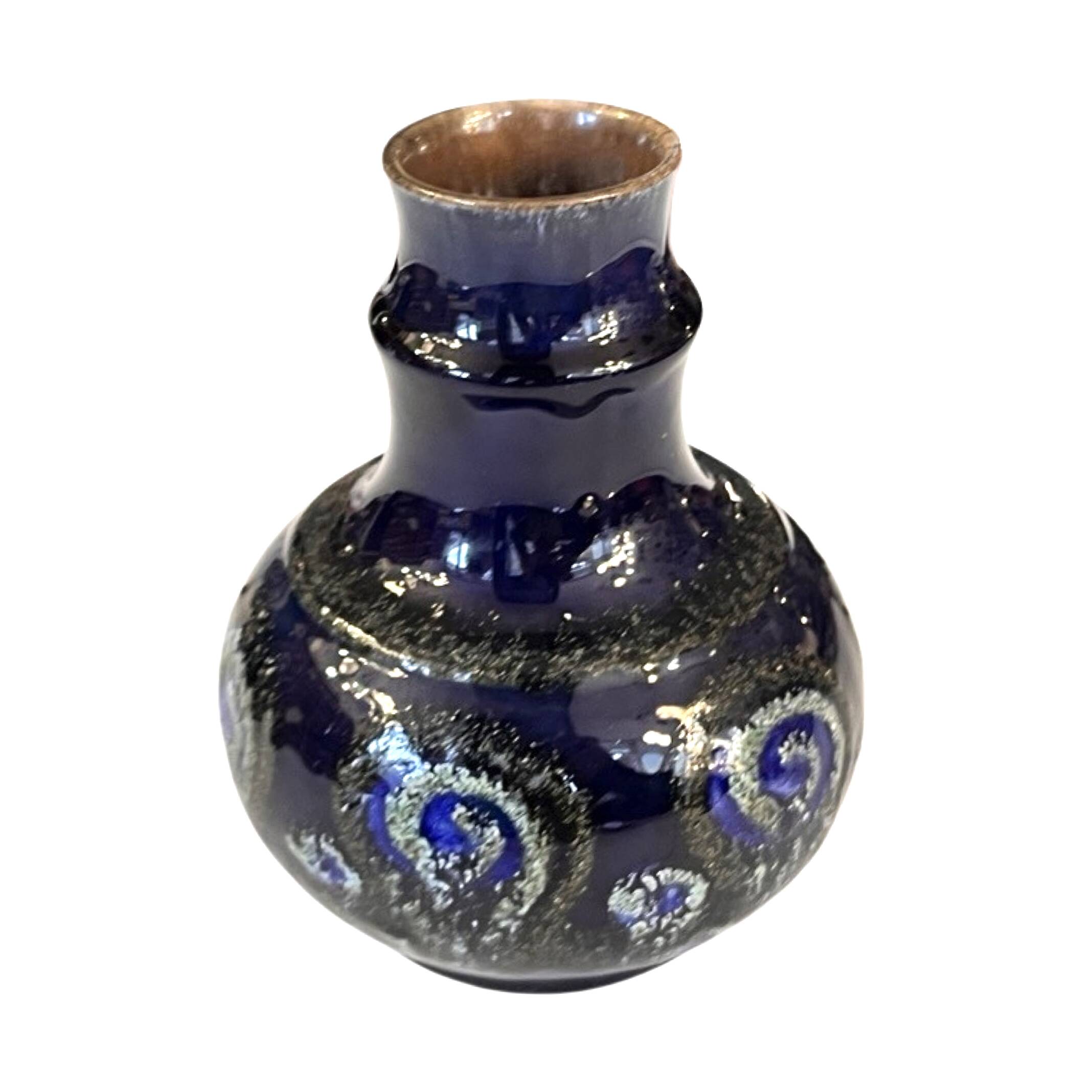 Strehla Keramik cobalt ceramic vase, Germany 1960s.