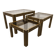 Lot de 3 tables gigogne orme et verre fumé 1970