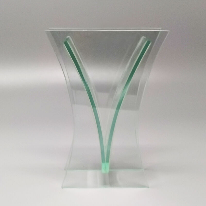 1960s Vase in Acid Crystal, Aquamarine Color. Made in italy