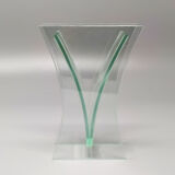 1960s Vase in Acid Crystal, Aquamarine Color. Made in italy