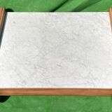 Leather and travertine coffee table, Switzerland 1970s