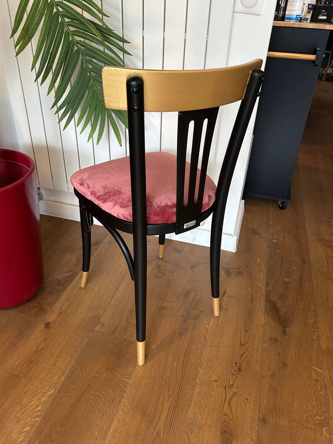 Redesigned powder pink bistro chair