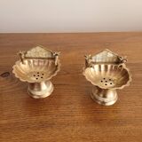 Two brass soap dishes