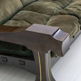 Luciano Frigerio Mid-Century Modern Italian Wood and Suede Sofa "Ussaro",70