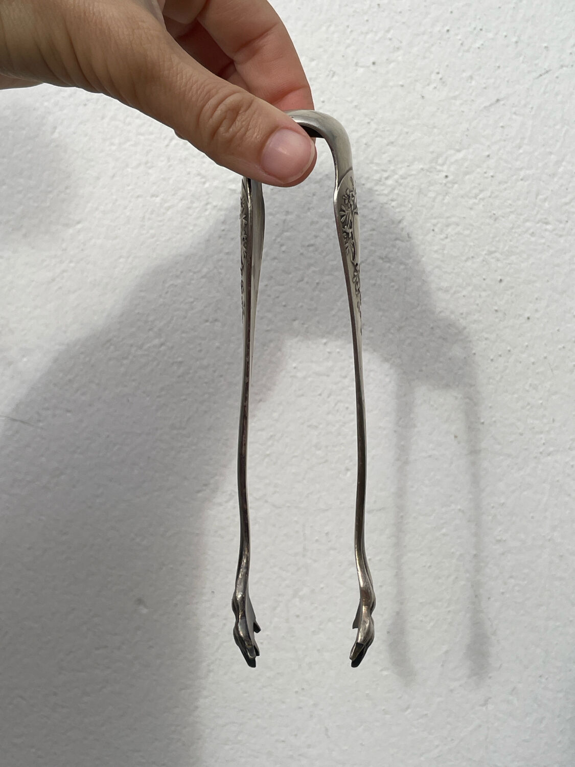 Silver-plated metal sugar tongs