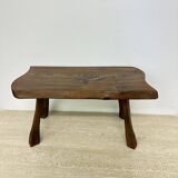 Brutalist solid wooden side table , 1970’s