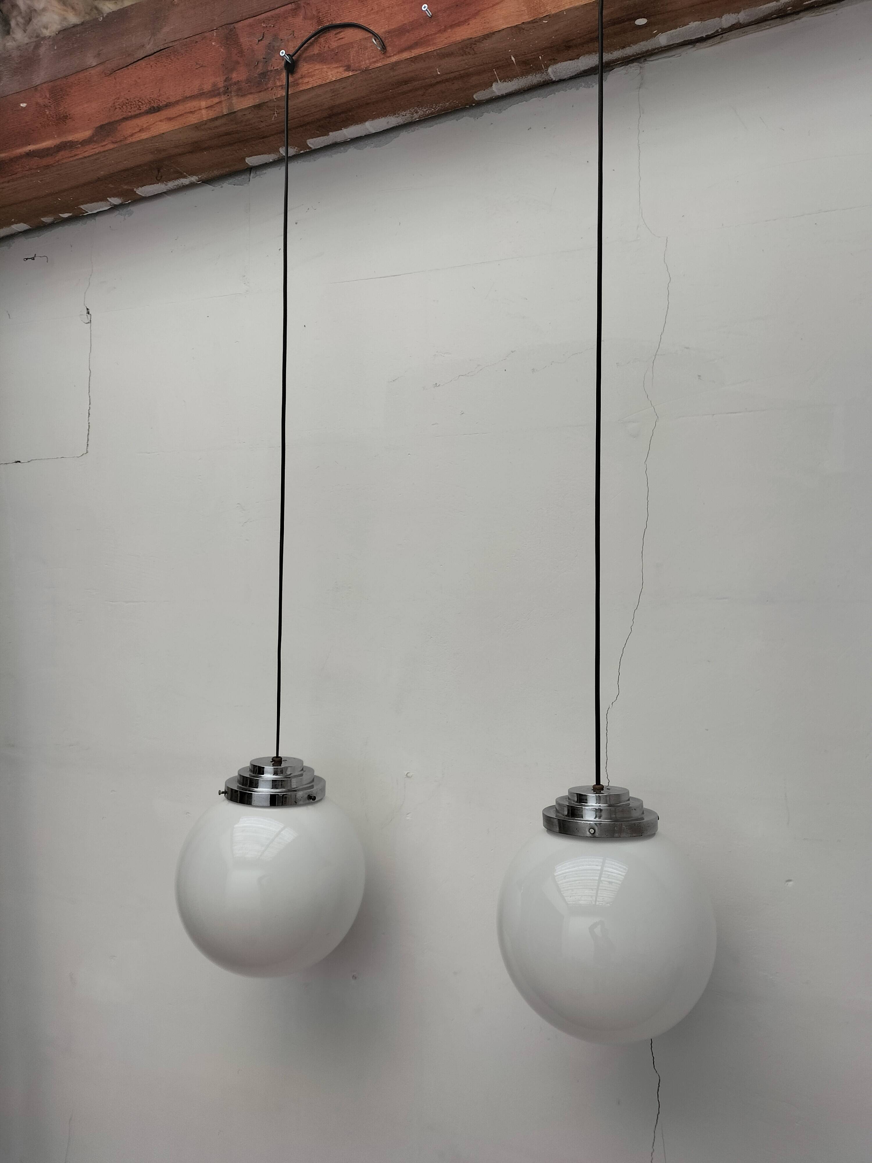 Opaline ball pendants