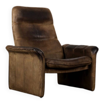 Original Vintage Brutalist Buffalo Leather DS-50 Lounge Chair by De Sede