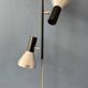 Vintage black mid-century floor lamp with two aluminum spots