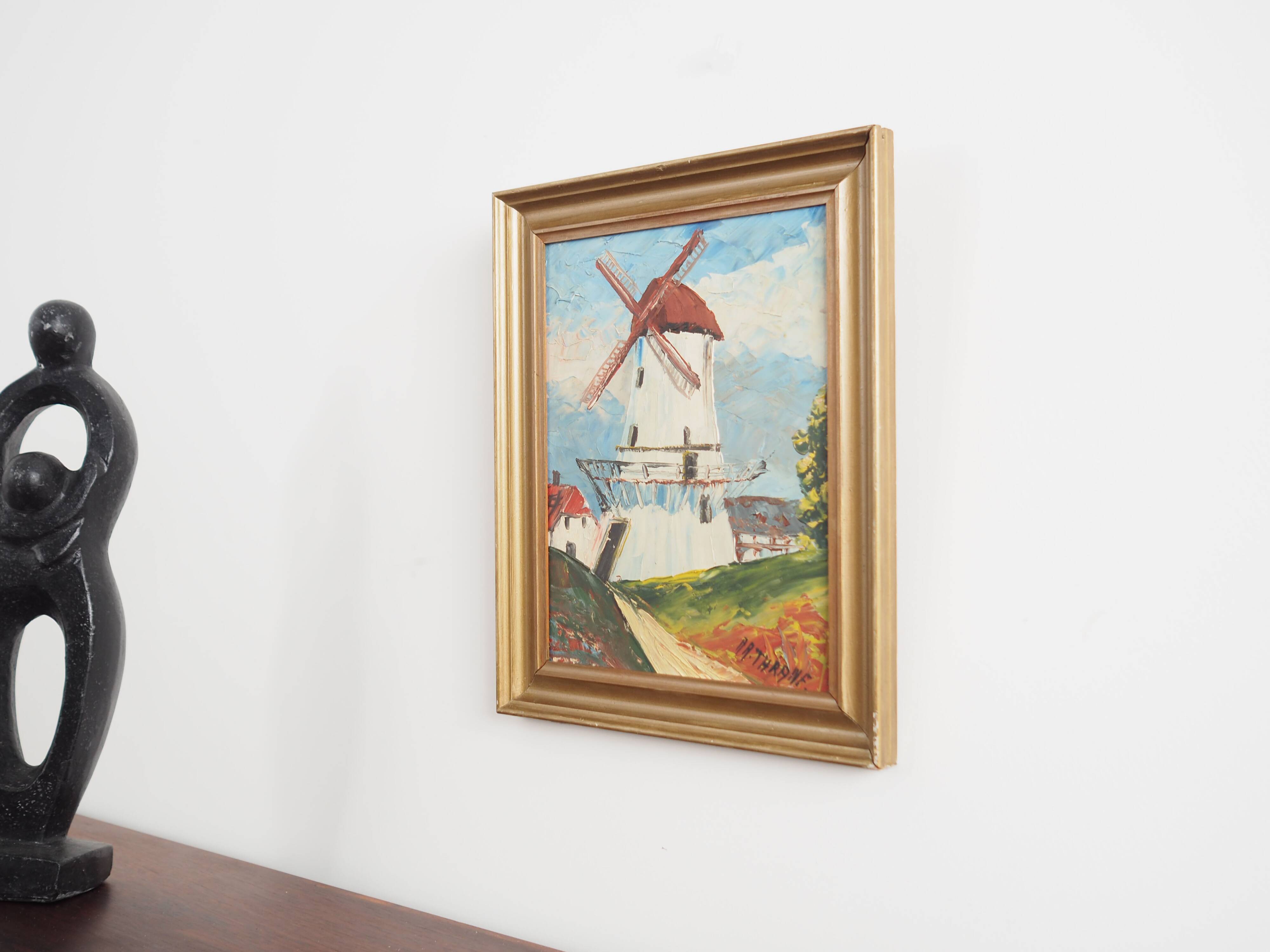 Painting „The Colourful Windmill”, Scandinavian design, 20th century, by Aage Verner Thrane