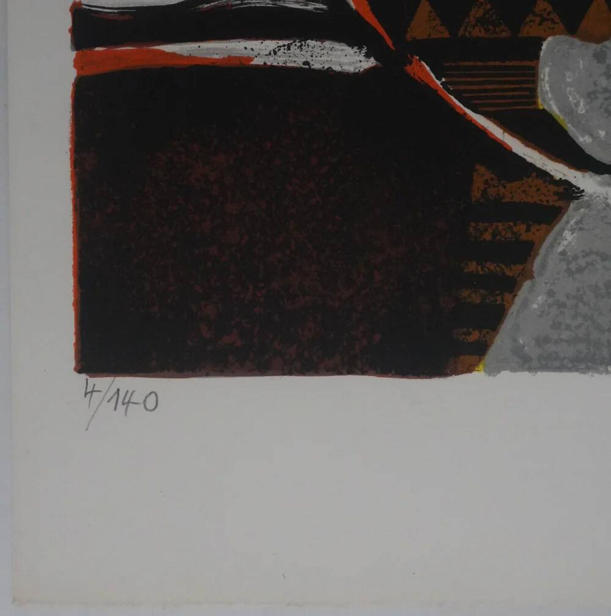 Yves ganne: lilies on an orange background, original signed lithograph