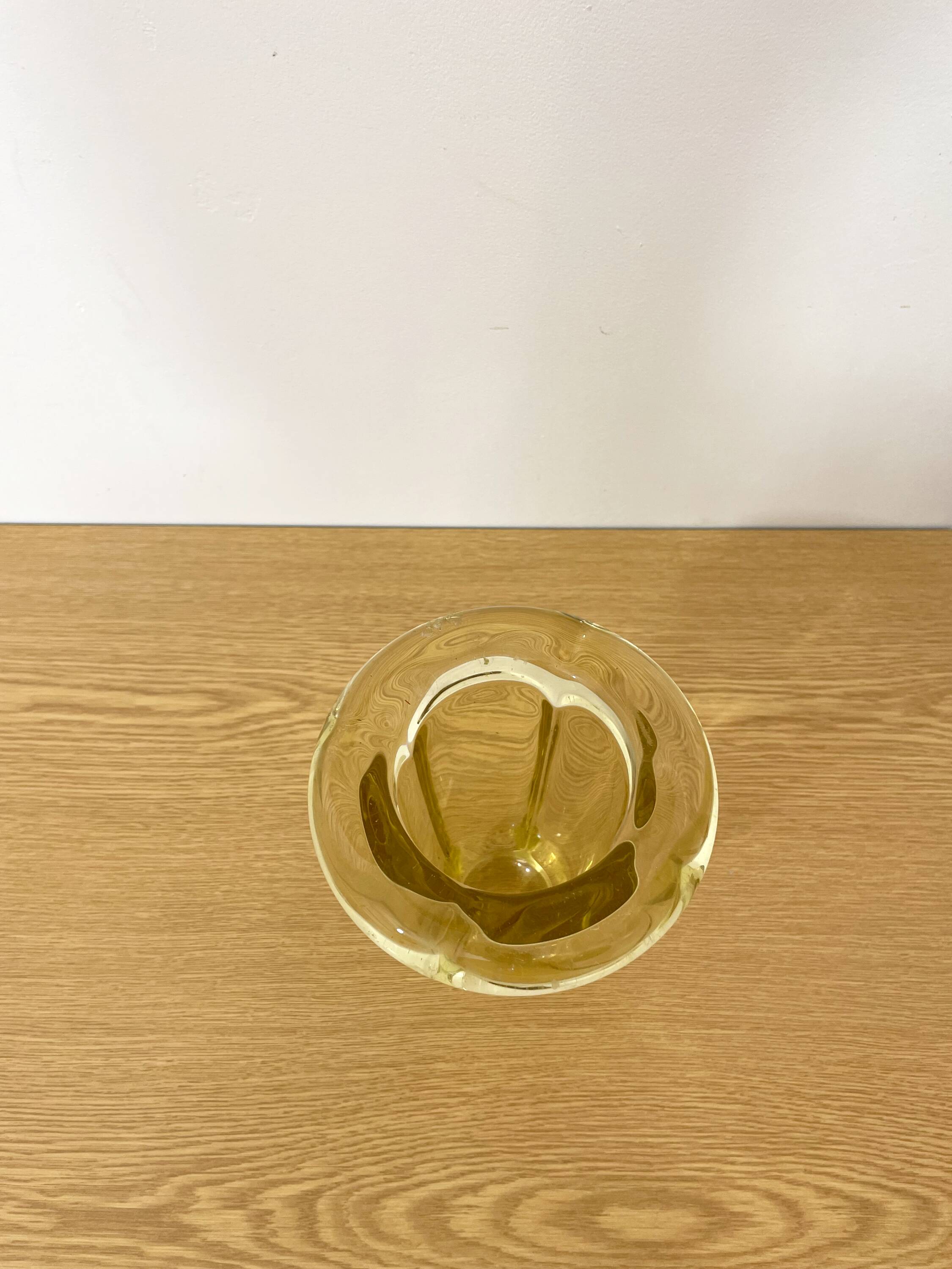 Art Deco vase in thick glass with an inverted rim, 1930s to 1950s.