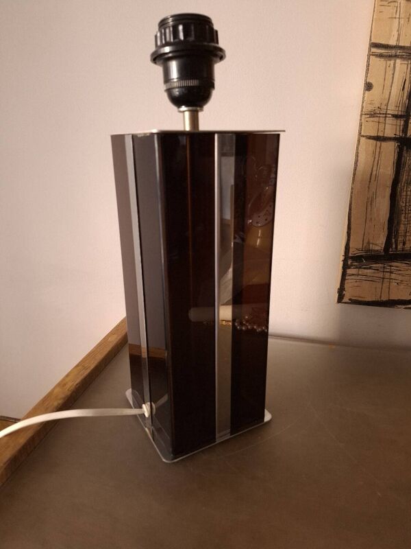 Pied de lampe années 70'S en plexi et chrome