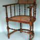 Edwardian barley twist corner chair with cane early 20th century