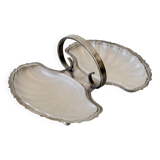 Vintage Double Shell Serving Dish - Silver Plated with Cup