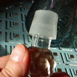 Carafe in worked glass, blue chandelier and its faceted cap