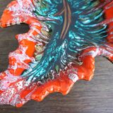 large vintage Vallauris ceramic fruit bowl in leaf shape